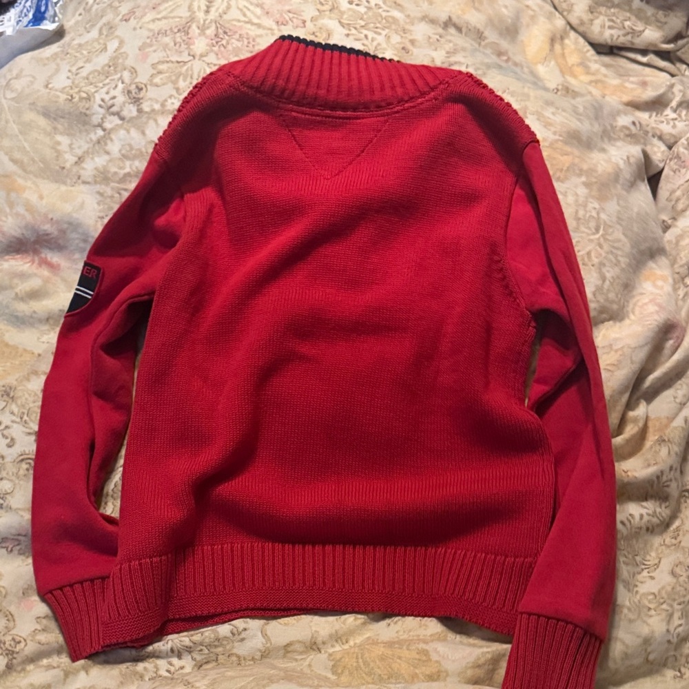 Boys Tommy Hilfiger Red Zip-Up Sweater 8/10 - Picture 5 of 6